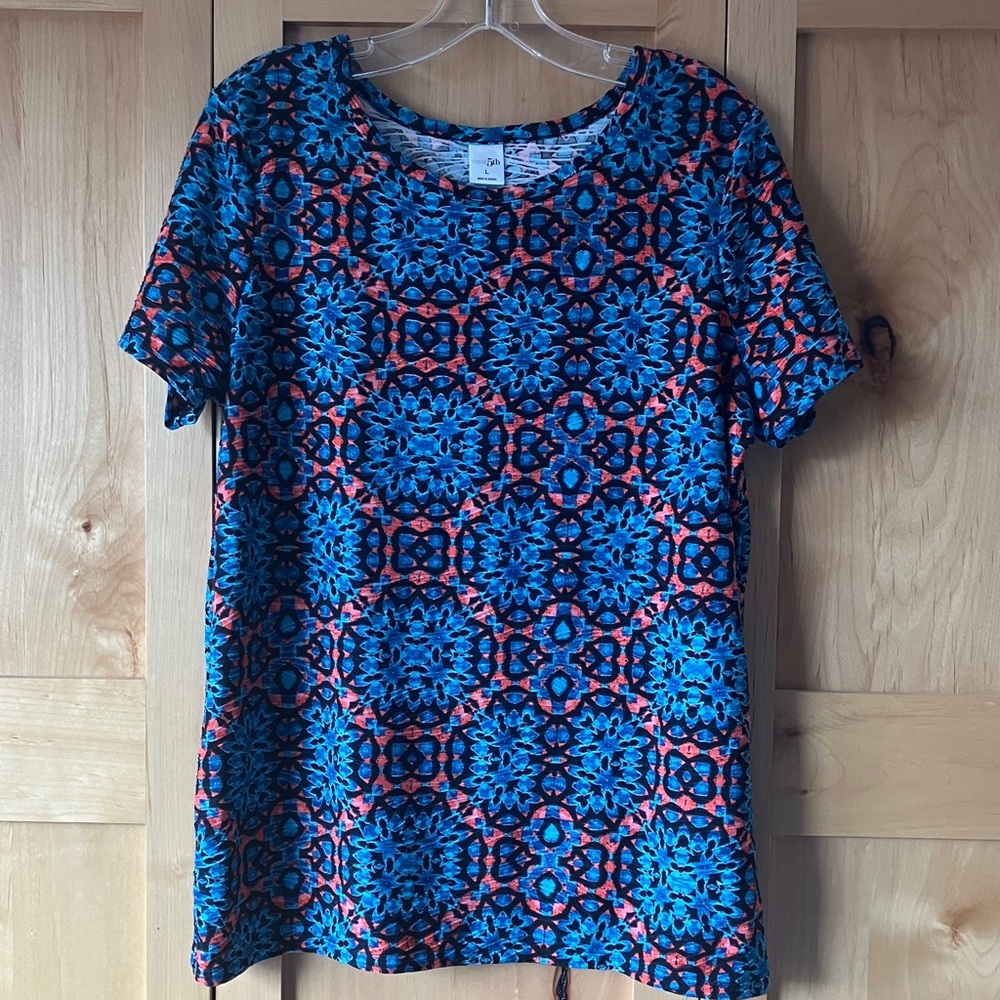 East 5th Blue and Orange Geometric Women's Top